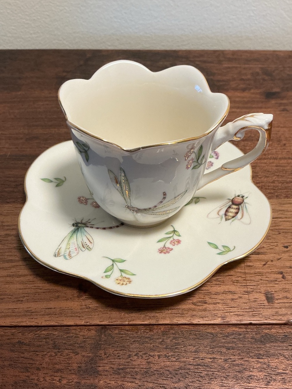 Burton + Burton Morning Meadow Cup & Saucer 2 Sets Bees Butterfly Dragonfly